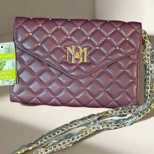 NWT Badgley Mischka Shoulder Bag- Quilted Leather- Chain Shoulder strap